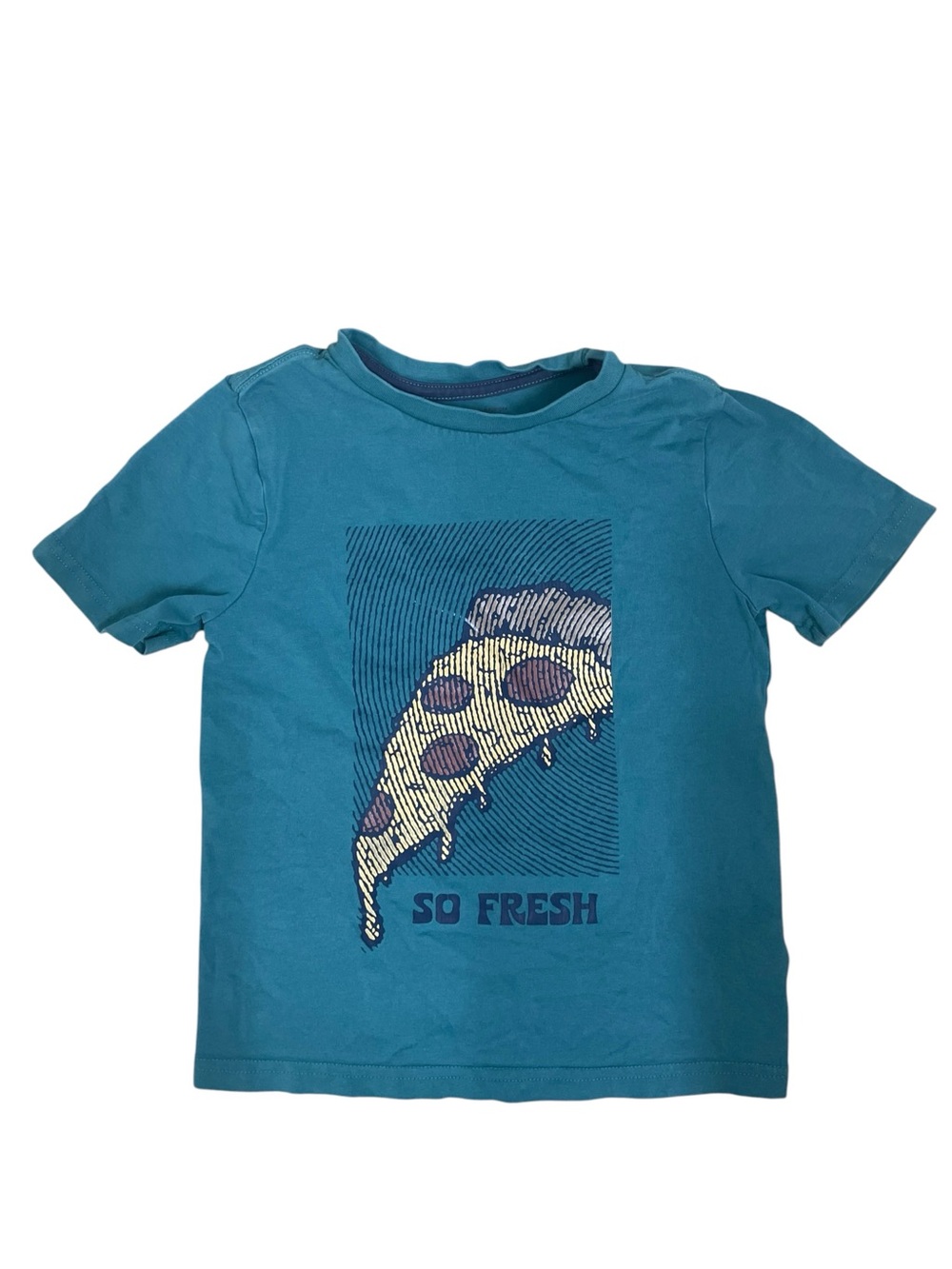 Tommy Bahama Boys Pizza Graphic T-Shirt Teal Blue Size 5/6